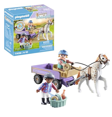 PLAYMOBIL Horses of Waterfall 71496 Ponykutsche, Zauberhafter Ausflug mit dem Pony, aufregende Abenteuer auf der Waterfall Ranch, detailreiches Spielzeug für Kinder ab 4 Jahren