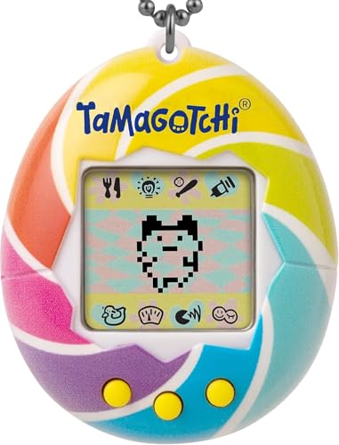 TAMAGOTCHI Bandai Original Candy Swirl Shell Original Cyber Pet 90er Jahre Erwachsene und Kinder Spielzeug mit Kette | Retro Virtual Pets sind tolle Jungen und Mädchen Spielzeug oder Geschenke für