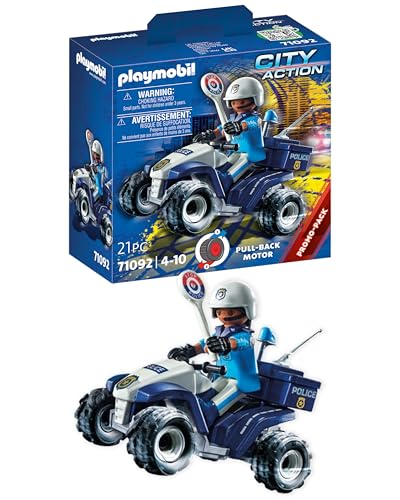 PLAYMOBIL | City Action | Polizei-Speed Quad mit Rückzugsmotor | Spielzeug für Kinder ab 4 Jahren | 71092