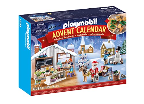 PLAYMOBIL Christmas 71088 Adventskalender für Kinder: Weihnachtsbacken mit Plätzchenformen, Inkl. Spielzeug-Bäckerei, Spielzeug für Kinder ab 4 Jahren