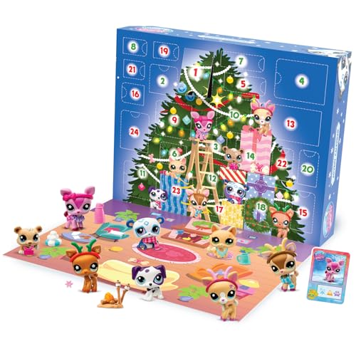 Bandai - Littlest Pet Shop - Adventskalender der Pet Shop - 8 Pet Shop und 16 Zubehörteile - 24-Tage-Weihnachtskalender - Mini-Tierfiguren zum Sammeln - Spielzeug für Kinder ab 4 Jahren - BF00609