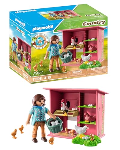 PLAYMOBIL | Country | Hühner mit Küken | Hühnerhaus für deinen Bauernhof | Spielzeug für Kinder ab 4 Jahren | 71308